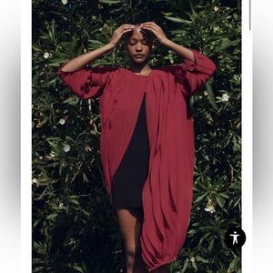 Zara Long Textured Scalloped Jacket Size Large NWT